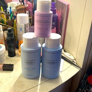 Ori Lab cleanser, conditioner, and blonde cleanse.